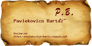 Pavlekovics Bartó névjegykártya